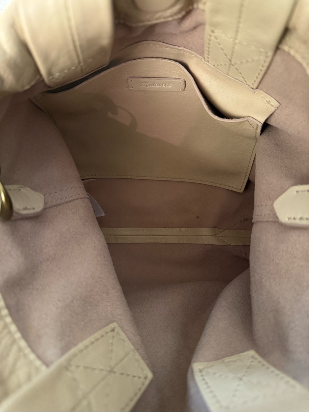 Madewell Beige Drawstring Leather Crossbody Bag - Picture 7 of 8